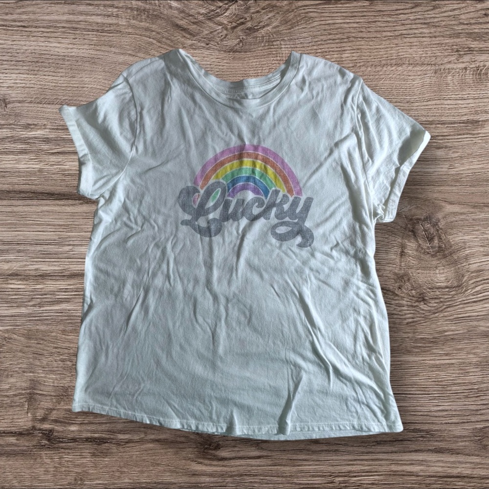 Lucky Brand Rainbow "Lucky" St. Patty's Logo Graphic Tee 100% Cotton T-Shirt